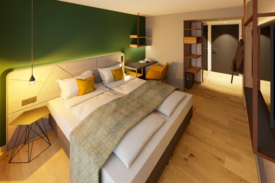Schlafzimmer im Essential by Dorint in Interlaken