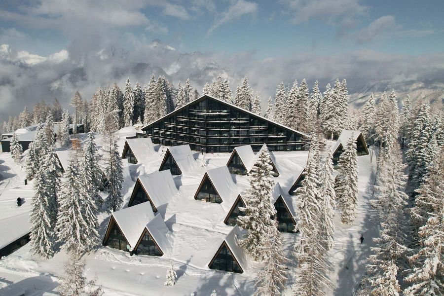 Aerial view of the Triforet Alpin Resort