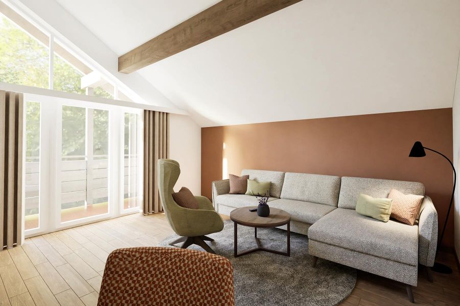 Wohnbereich im Zimmer Churfürst Komfort mit Couch