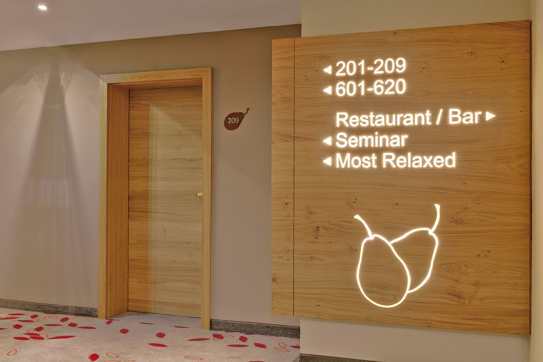 Der Hotelgang inklusive Zimmerorientierung in der Kothmuehle 