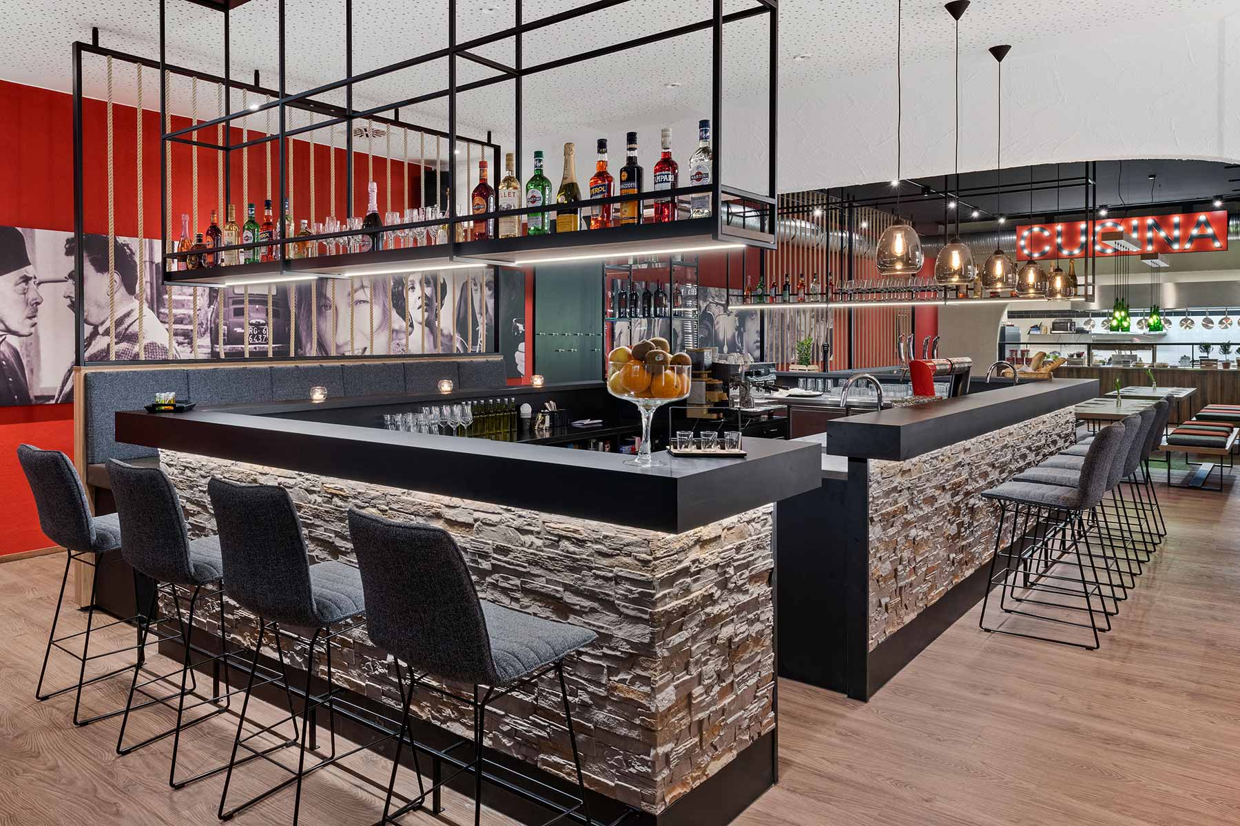 Bar area of the Pizza Pasta in Eggenfelden