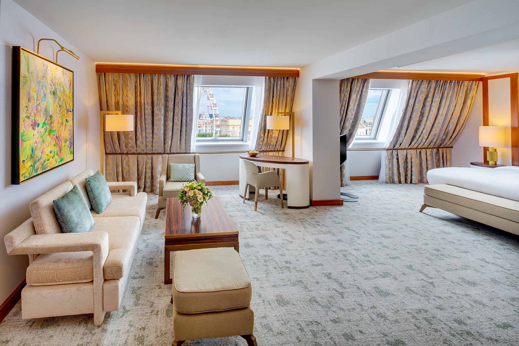 Wohnzimmer in der Executive Suite des Luxushotels