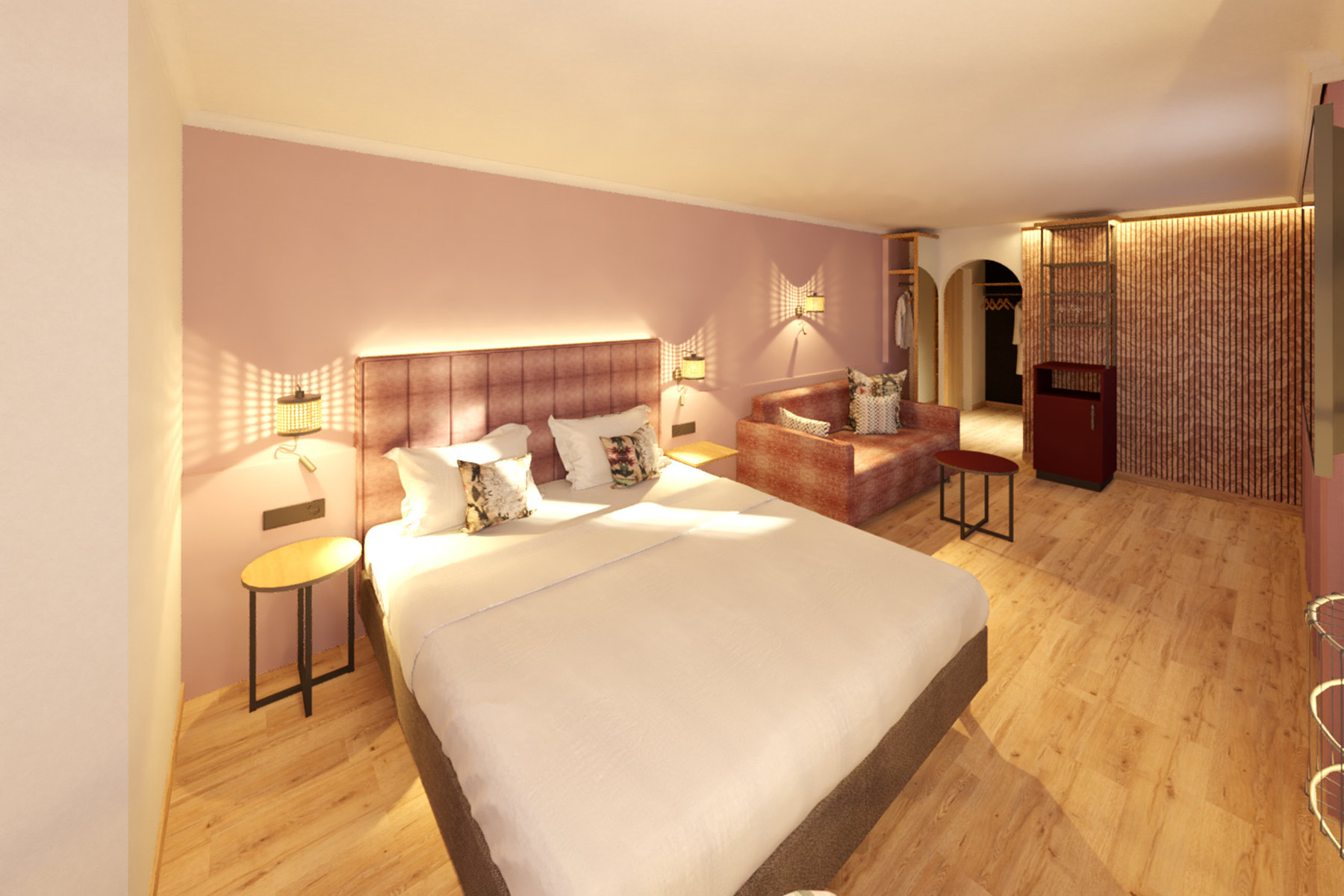 Doppelbett im Hotel Schiestl