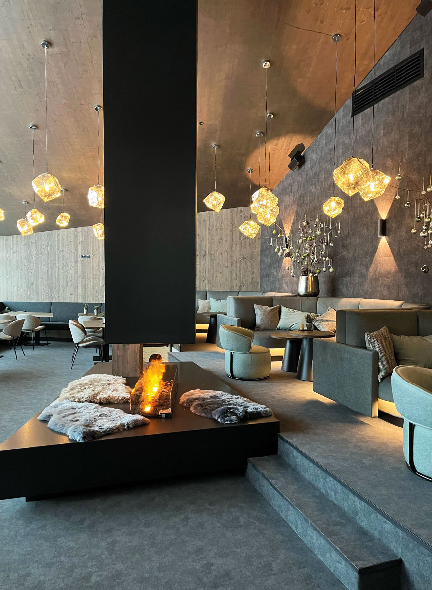 Kamin im Hotel-Restaurant