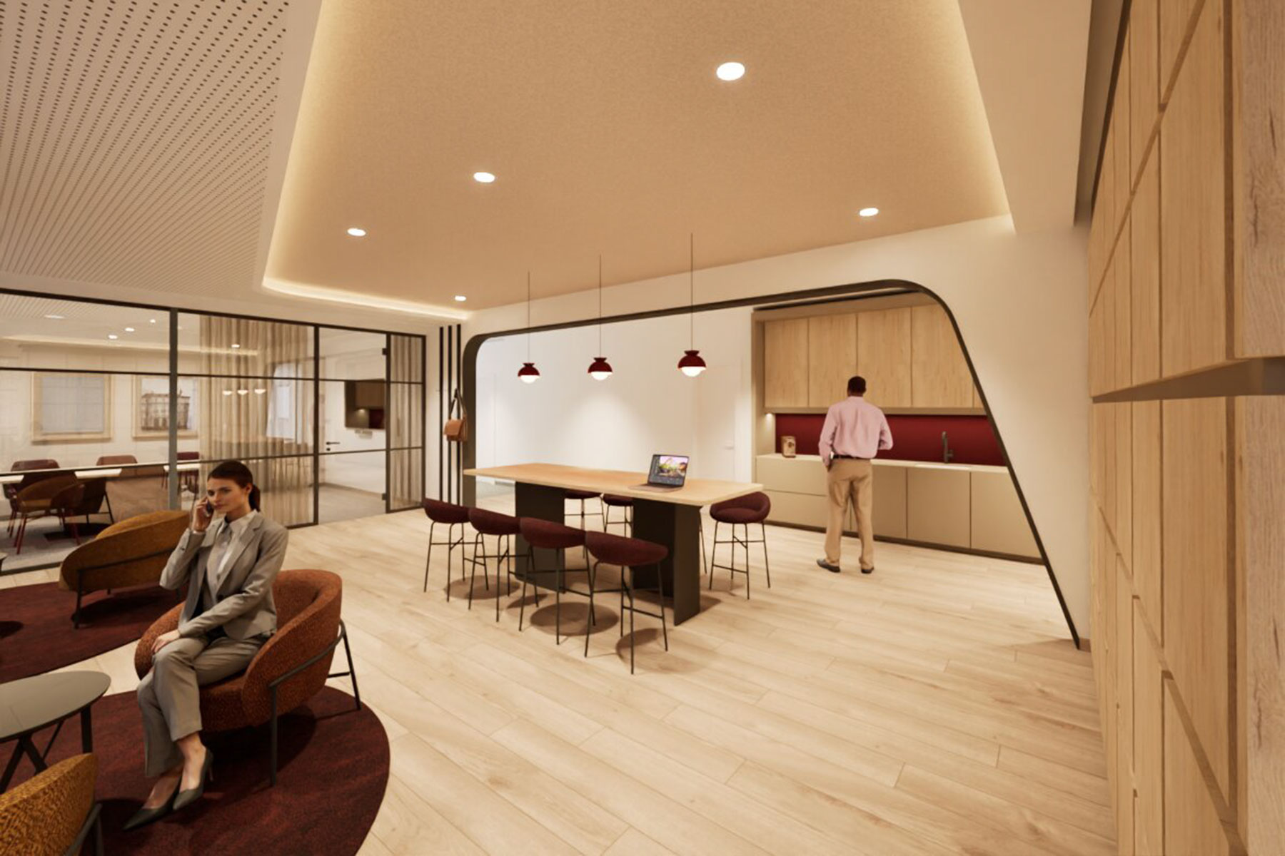 Teeküche mit angrenzendem Besprechungsraum für Mitarbeiter