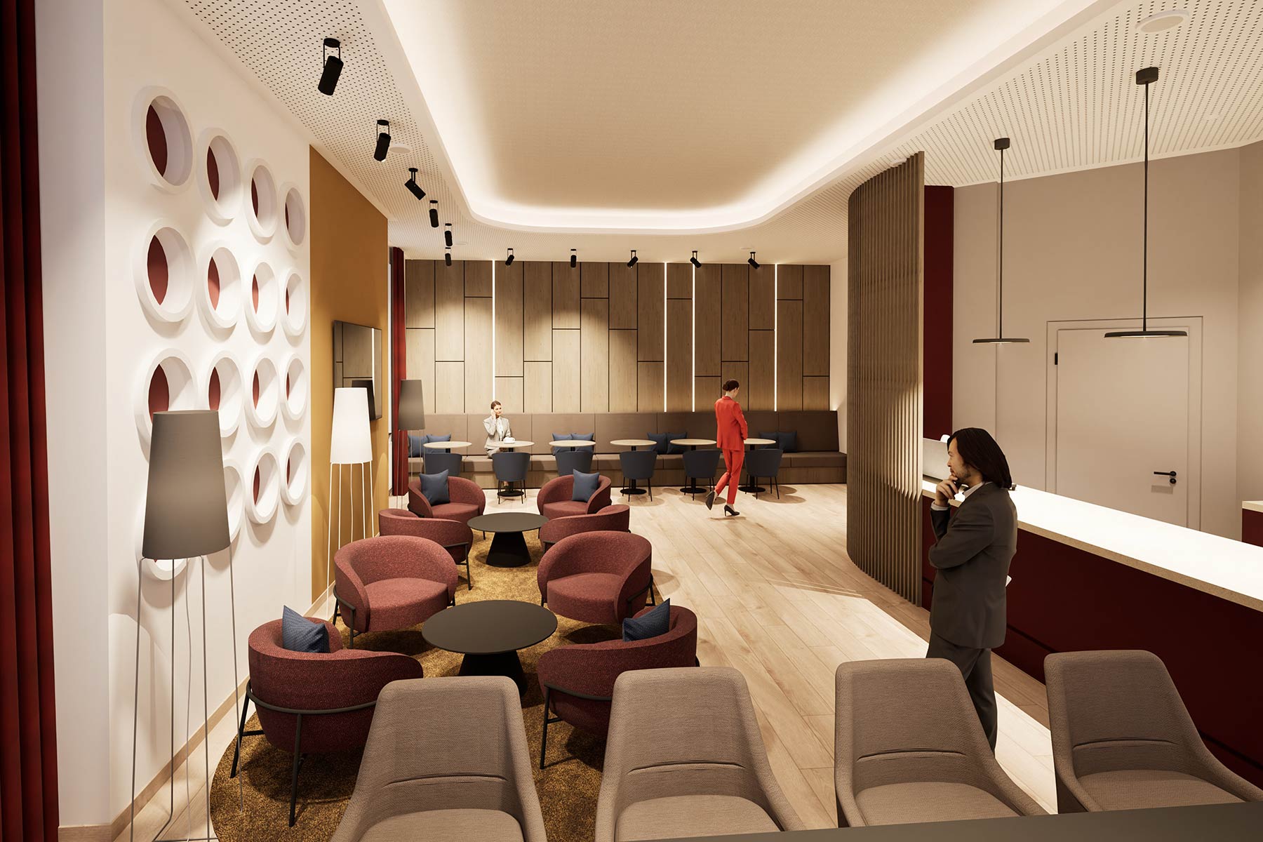 Eingangswand mit Details im SVB Café München