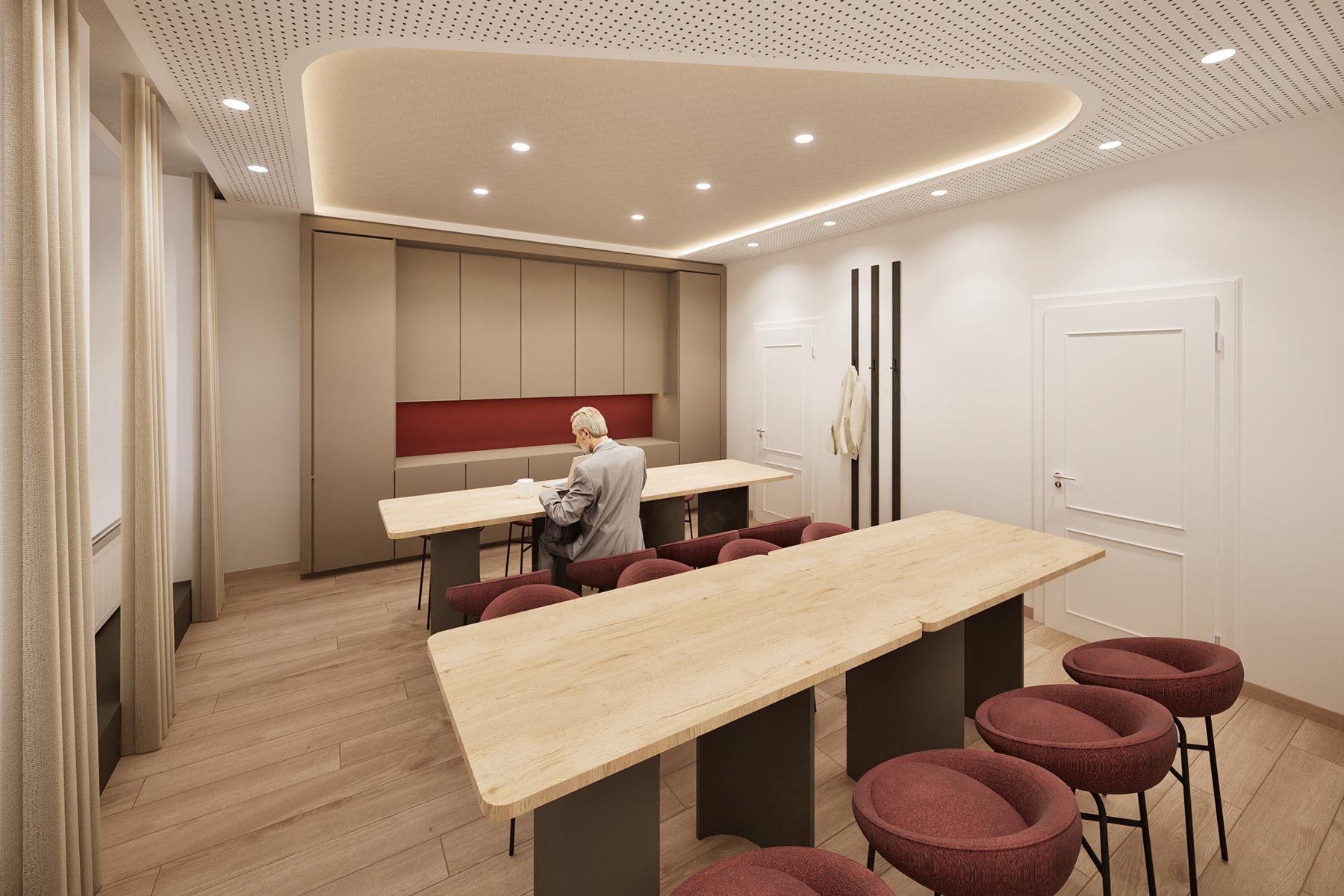 Teeküche für Mitarbeiterwohlbefinden im Office der Sparkasse