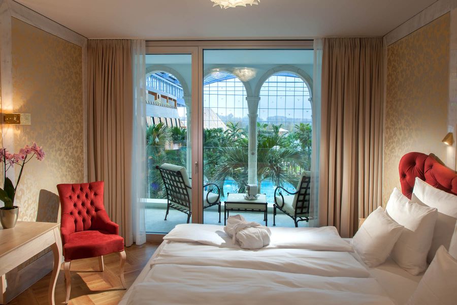 Zimmer mit Blick auf die Therme Erding