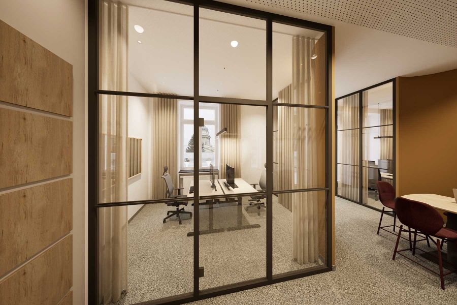 Bürobereiche als Loft für offene Unternehmenskultur in der Sparkasse München