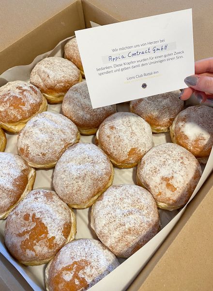 Krapfen-Charity-Aktion vom Lions Club und Bäckerei Bachmeier für Hilfsbedürftige im Landkreis Rottal-Inn