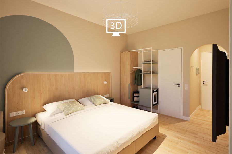 rendering of the interior design in the Gästehaus Centro Konstanz