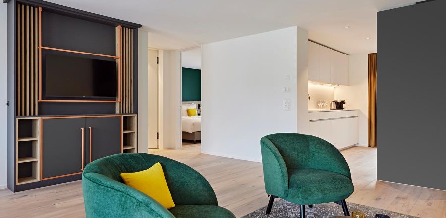 Apartment-Einrichtung im Essential by Dorint Interlaken