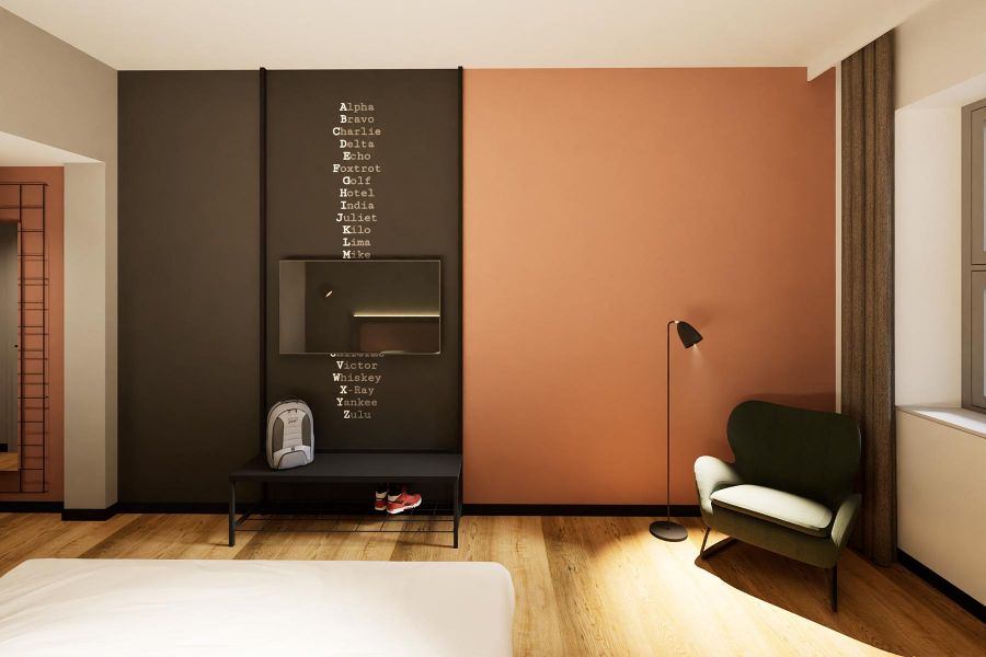 Visualisierung der TV-Wand mit Bench
