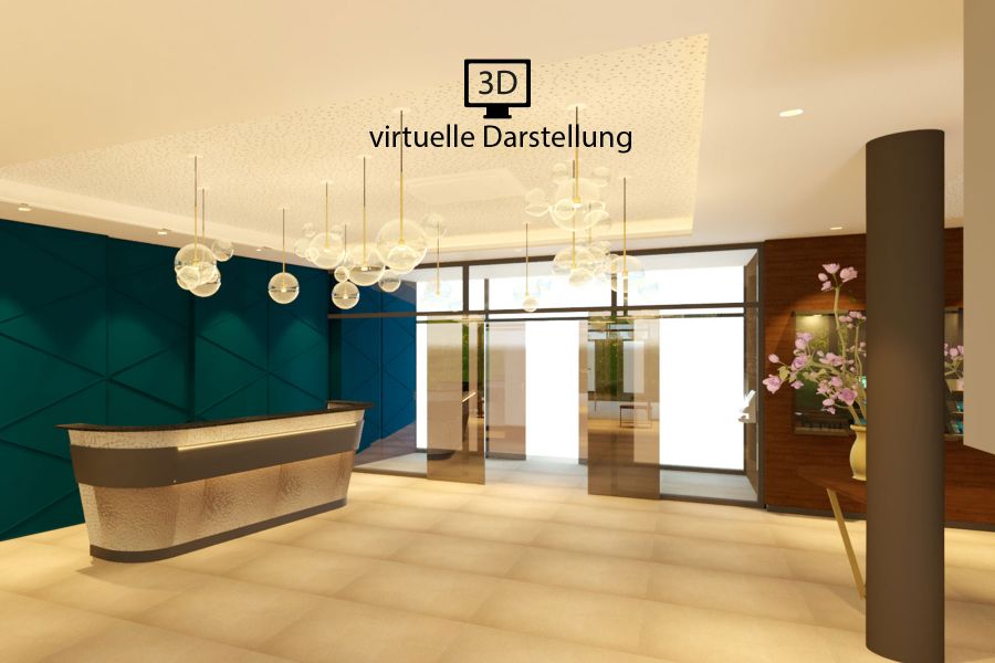 Rendering der Lobby Karls Hotel