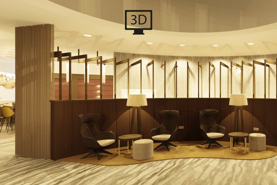 Rendering des &ouml;ffentlichen Bereichs im Airport Hotel