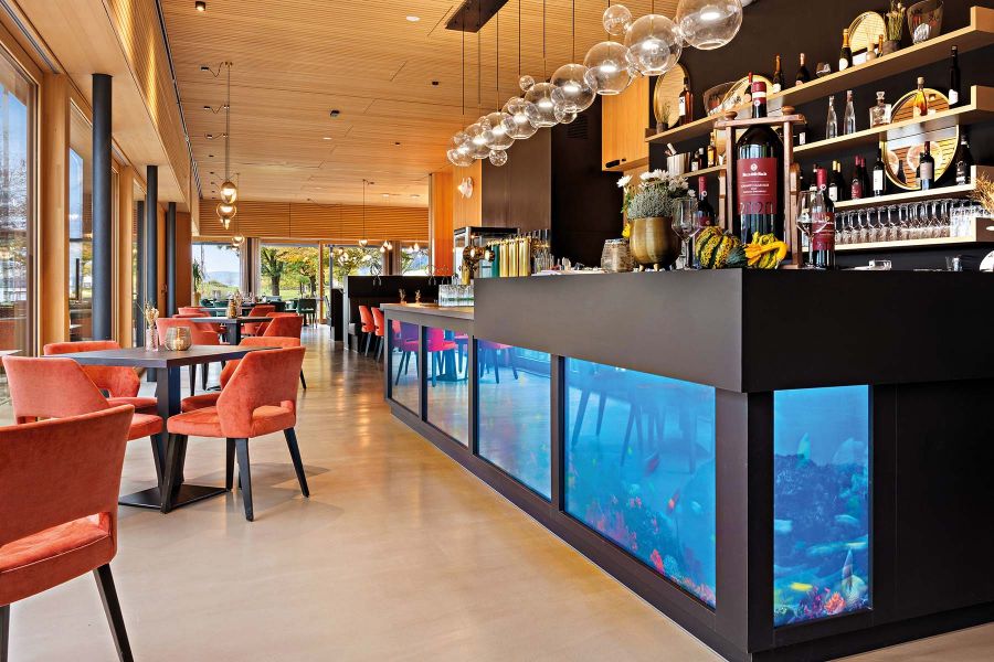 Theke mit digitalem Aquarium