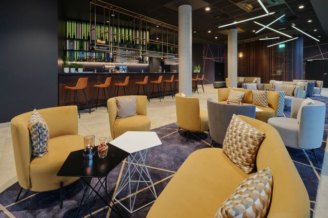 yellow armchairs in the hotel lobby