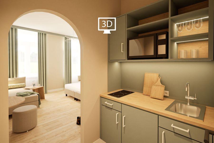 Hoteleinrichtung mit Kitchenette