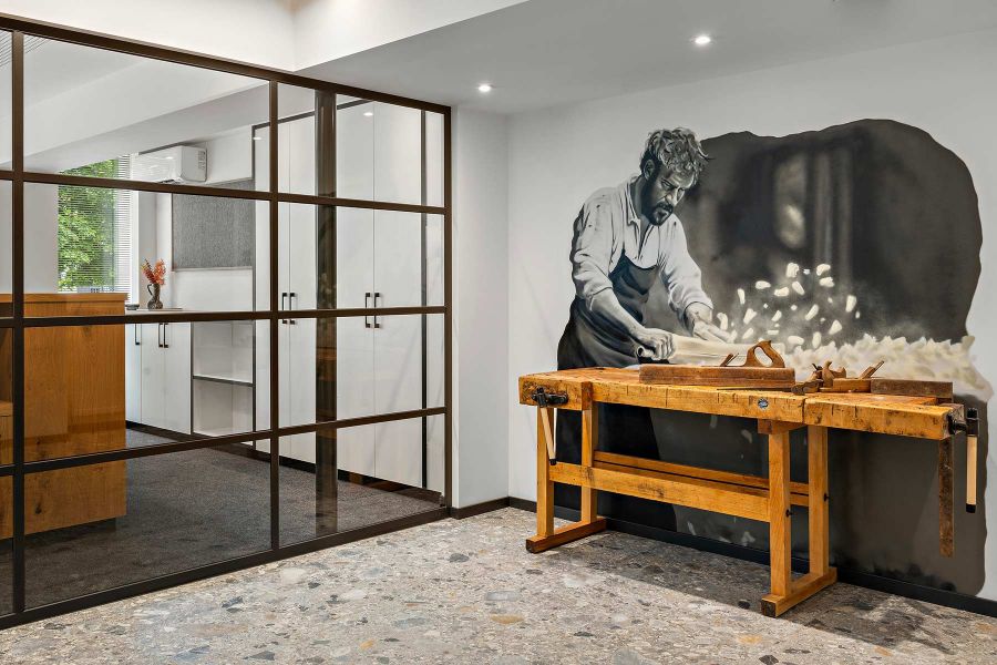 Wandgestaltung im B&uuml;ro mit Graffiti