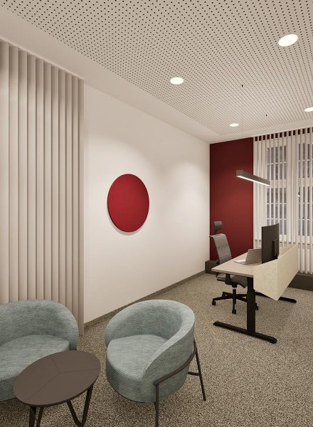 Verbindungsbau mit Personalbüro im Erdgeschoss