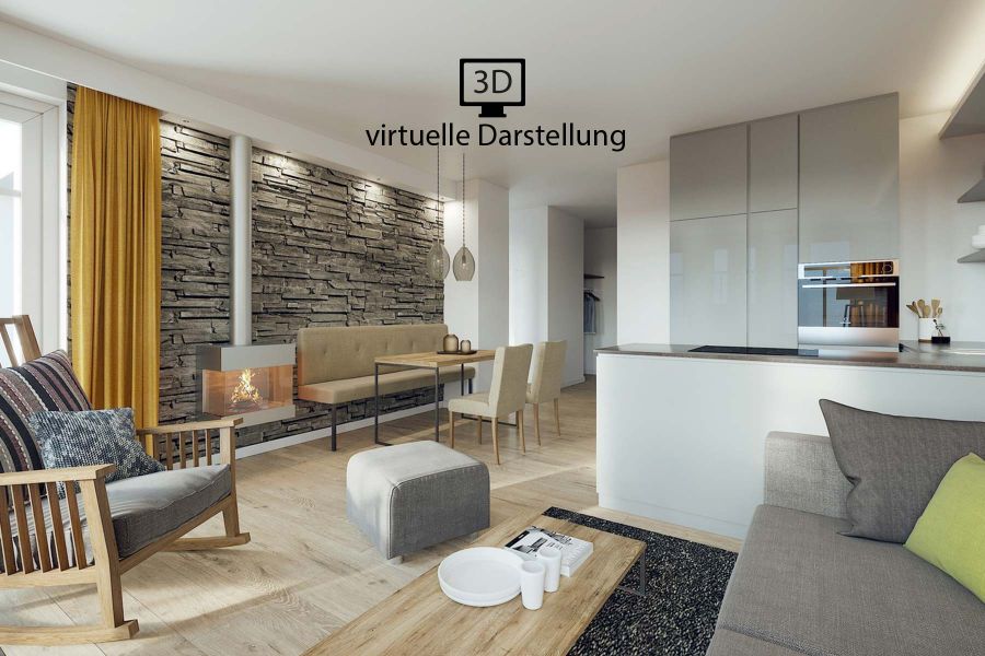 virtuelle Darstellung des Innenbereichs des Beachhouse Bansin