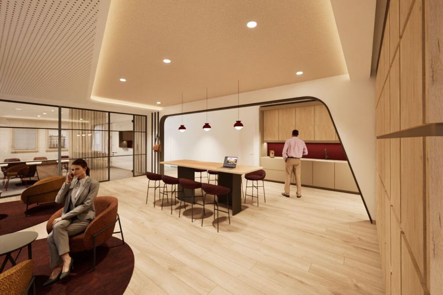 Teeküche mit angrenzendem Besprechungsraum für Mitarbeiter