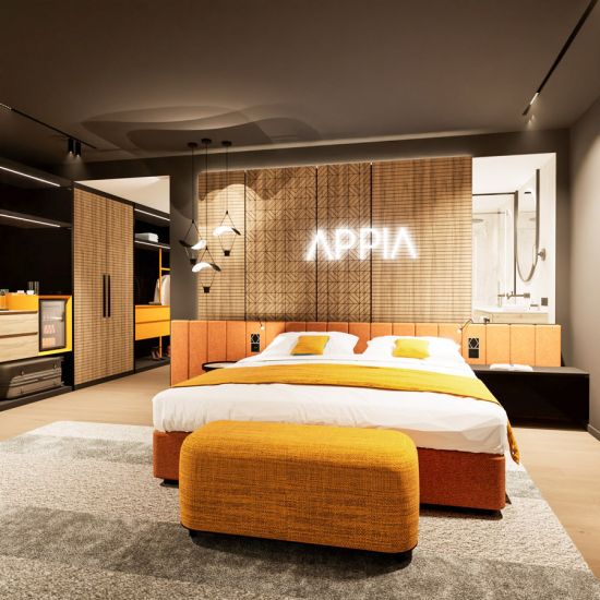 Was ist die richtige Farbe für das Hotelzimmer? Jeder Farbtyp spricht für sich. Hoteldesign Hotelarchitektur im Farbton orange.