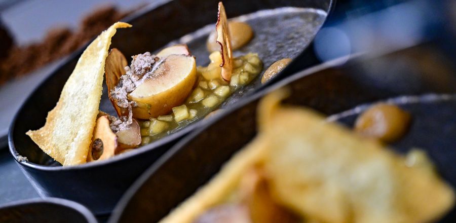 Dessert im Restaurant des Triforet Alpinresort