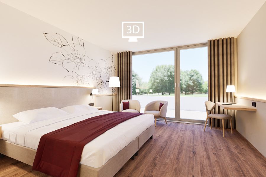 Rendering of the hotel rooms at the Hotel Heidelberg in Aadorf