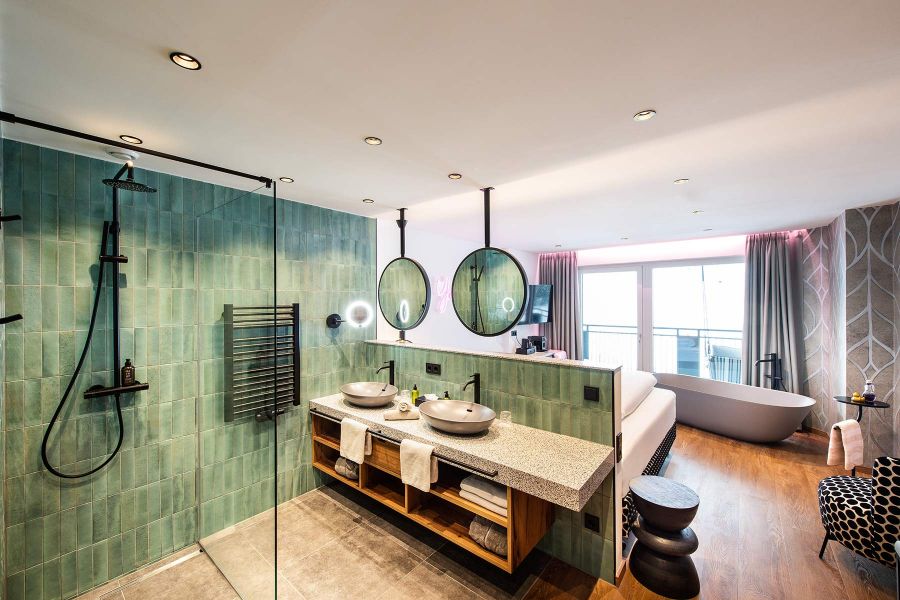 Badezimmer im Berghotel Hochfügen