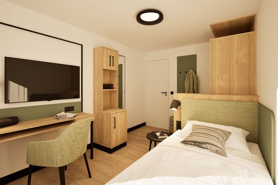 Rendering Schlafzimmer Personalwohnungen Gstaad Palace