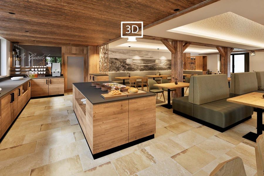 Großzügiger Speisesaal Stammham Gasthof Hummel mit Sitzbänken