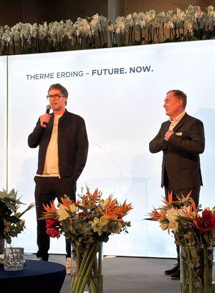 Speaker auf der Reopening Ceremony in der Therme Erding