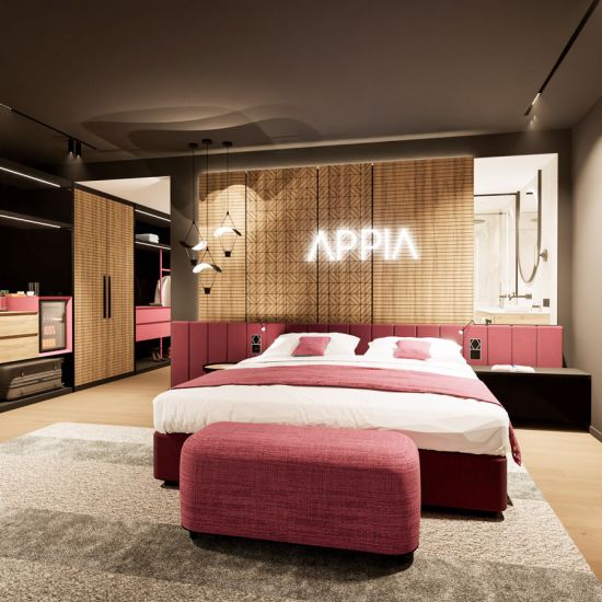 Was ist die richtige Farbe f&uuml;r das Hotelzimmer? Jeder Farbtyp spricht f&uuml;r sich. Hoteldesign Hotelarchitektur im Farbton violett.